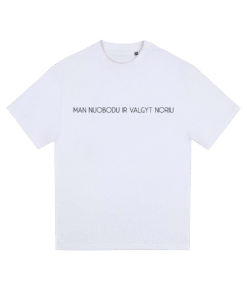 Balti oversize marškinėliai  <br/> "Man nuobodu ir valgyt noriu"