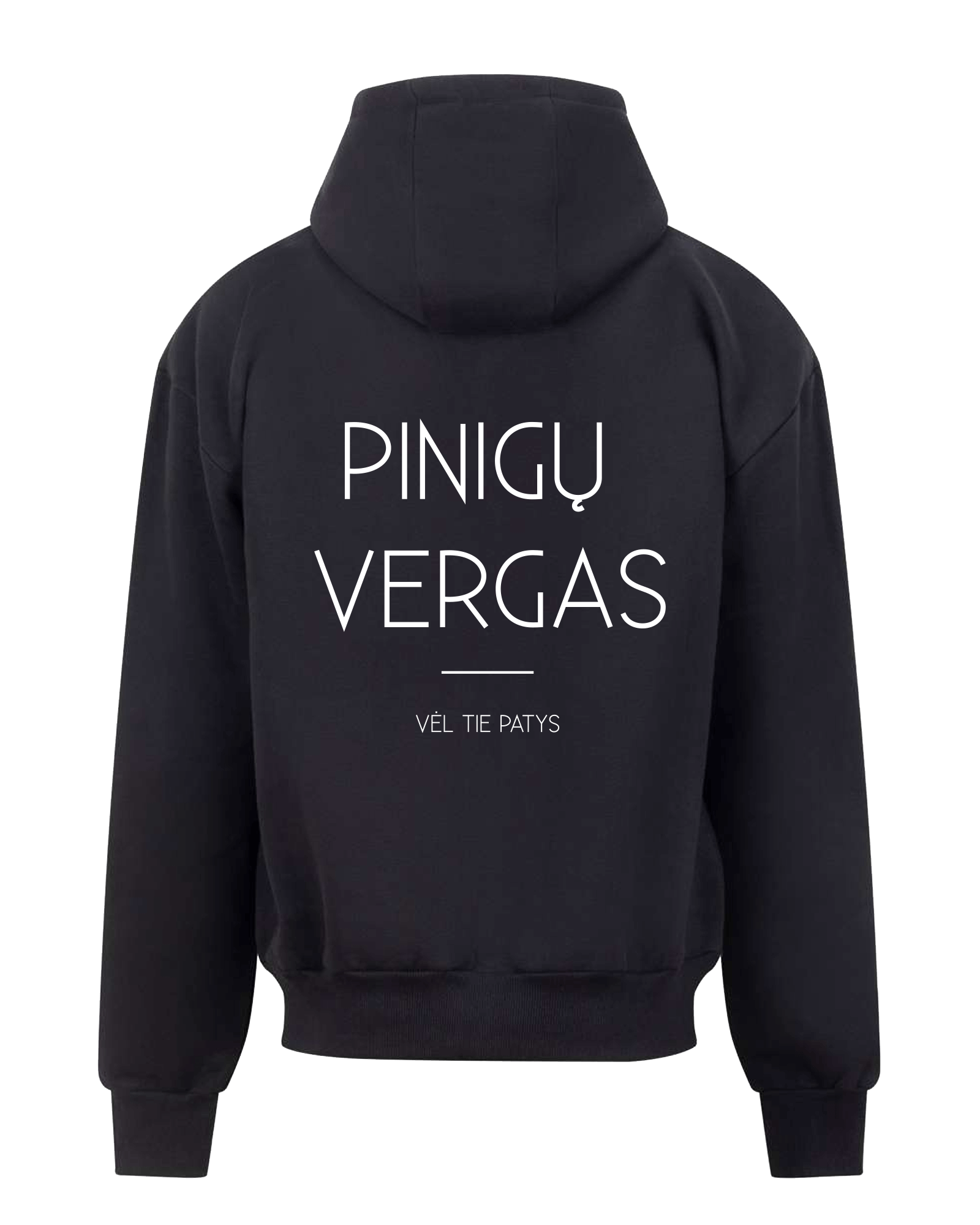 Juodas džemperis su užtrauktuku <br/> "pinigų vergas"