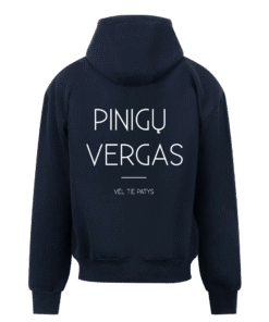 Tamsiai mėlynas džemperis su užtrauktuku <br/> "pinigų vergas"
