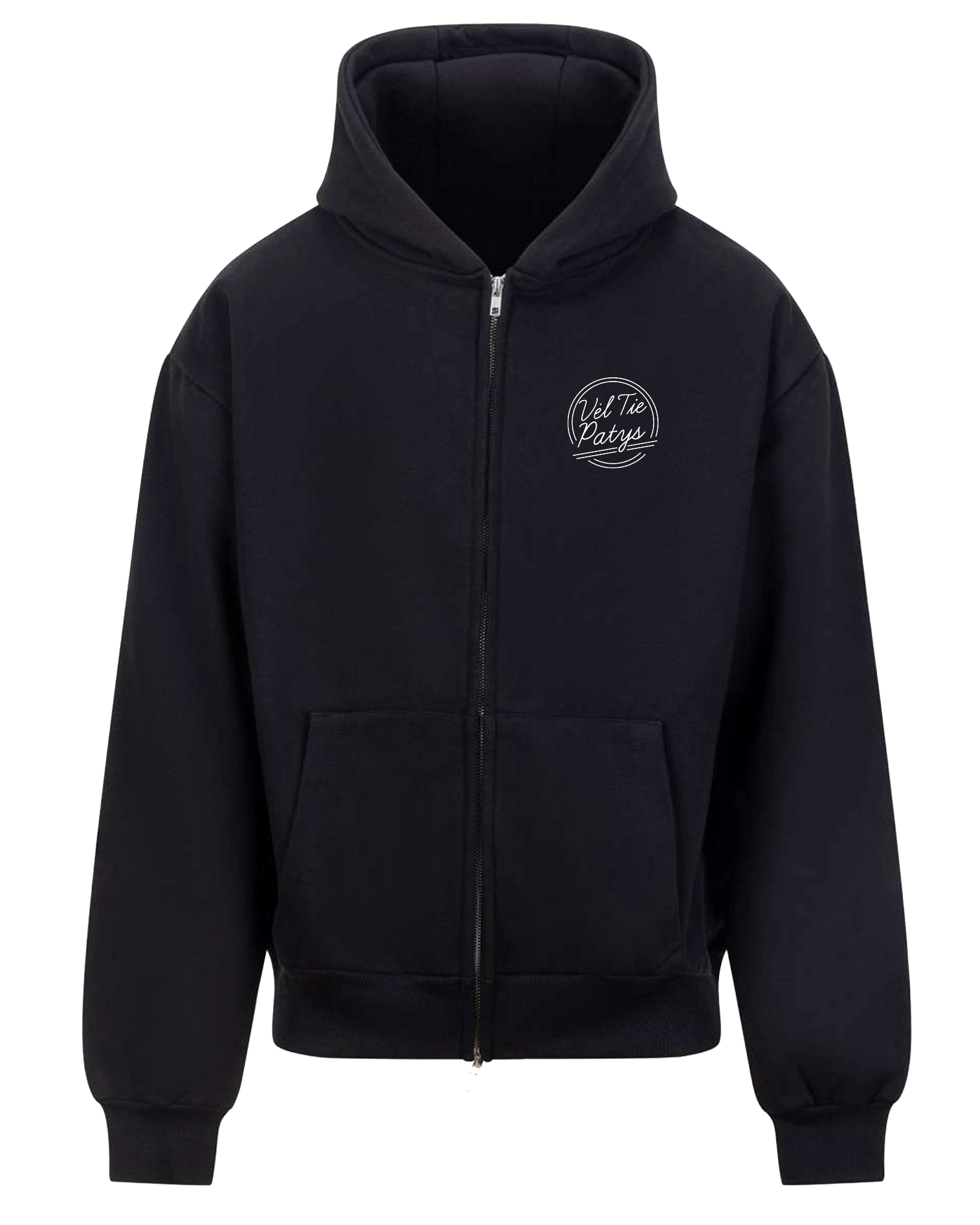 Juodas džemperis su užtrauktuku <br/> "pinigų vergas" - Image 2