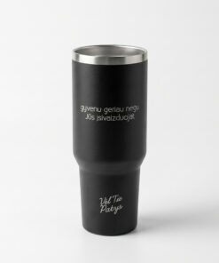 Termoso puodelis su šiaudeliu „Gyvenu geriau negu Jūs įsivaizduojat“